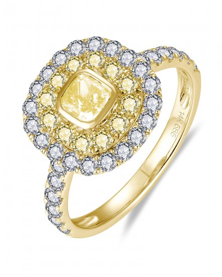 MULTI TONE CUSHION DIAMOND ENGAGEMENT RING (TR6179)